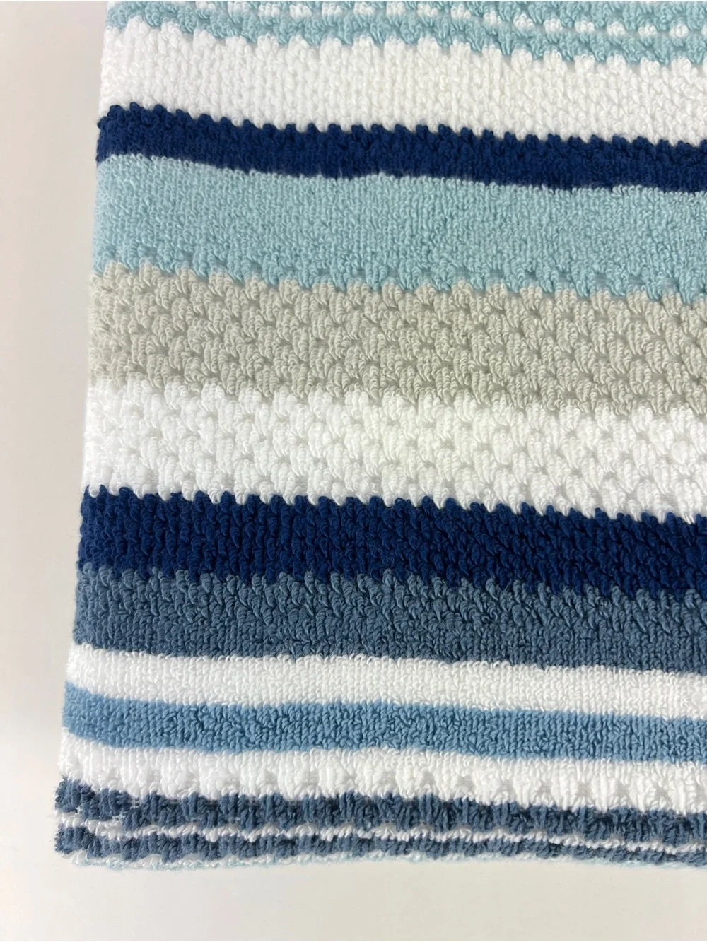 Casaba 8 Pc Bath Towel Set Blue White Taupe Striped Super Soft Cotton Blend NEW